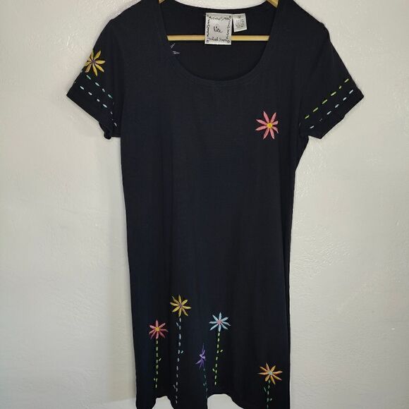 Michael Simon Vintage Flower Embroidered Dress - Picture 1 of 6